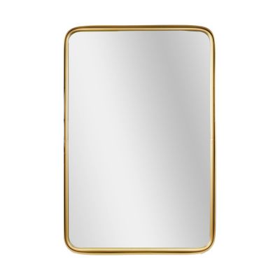 22.7 x 34.5 Thin Gold Raised Lip Metal Framed Rectangle Decorative Wall Mirror - Head West