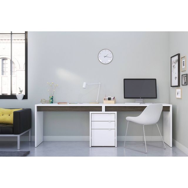 Home Office Deluxe White Wood Storage Computer Desk with Hutch - Saracina  Home