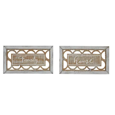 Set of 2 Farmhouse Wood Carved Sign Wall Decors - & May: Rectangular