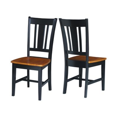 Set of 2 San Remo Splatback Chairs Black - International Concepts: Solid Wood, Armless