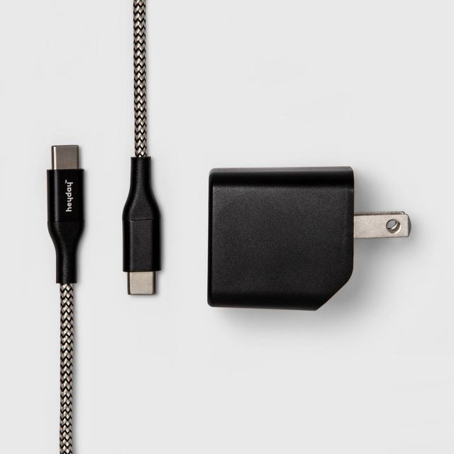 2-Port USB-A USB-C Wall Charger with 6 USB-C to USB-C Braided Cord