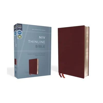 NIV, Thinline Bible, Bonded Leather, Burgundy, Red Letter Edition - by Zondervan (Leather Bound)