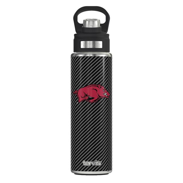 NCAA Arkansas Razorbacks Carbon Fiber Wide Mouth Water Bottle - 24oz