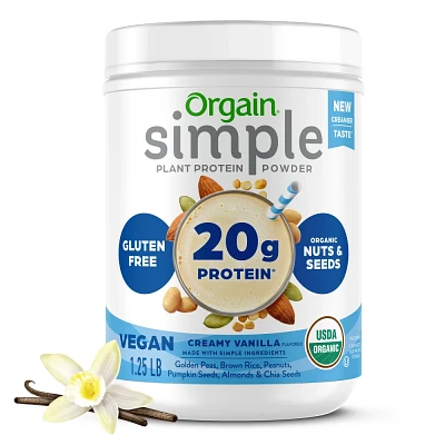 Orgain Organic Vegan Simple Ingredient Plant Based Protein Powder - Vanilla - 1.25lbs