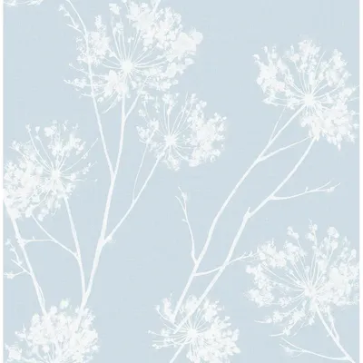 NextWall One OClock Botanical Peel and Stick Wallpaper Light Blue