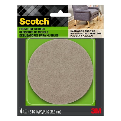 Scotch 4pk Felt Furniture Movers: Heavy Duty Sliders for Easy Moving, Black, 3.5 x 3.5