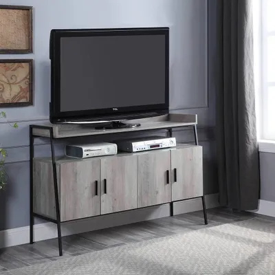 52 Samiya TV Stand for TVs up to 50 Gray Oak/Black Finish - Acme Furniture