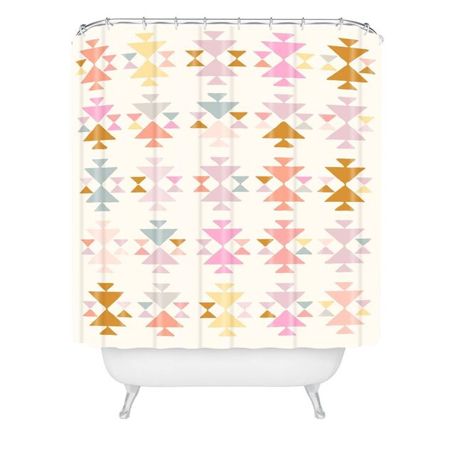 June Journal Painted in Pastel Shower Curtain Peach - Deny Designs: Geometric Microfiber, Machine Washable, Buttonhole Top