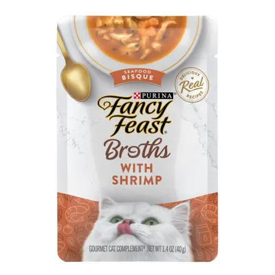 Fancy Feast Broths Lickable Seafood Bisque with Shrimp Wet Cat Food - 1.4oz