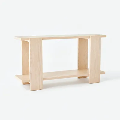 Bleached Oak Console Table Natural Wood - Threshold designed with Studio McGee: Veneer & MDF, Rectangular Shape, Spot Clean