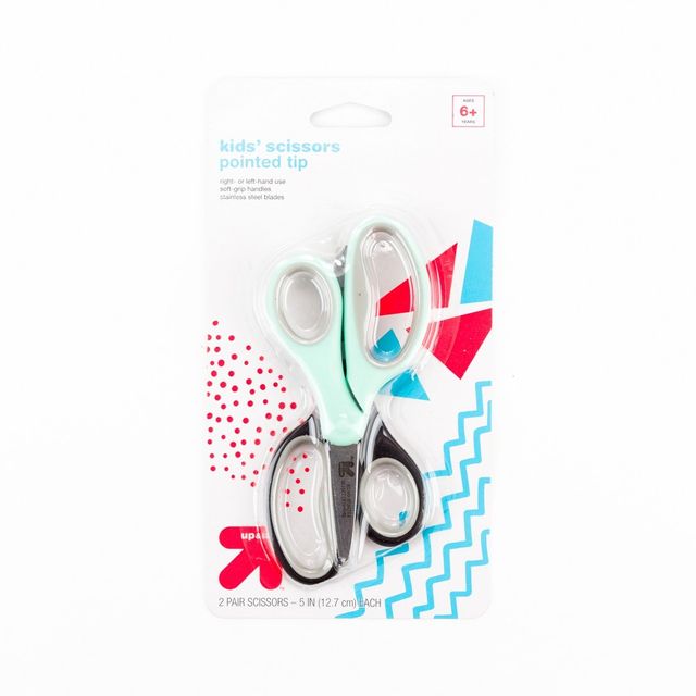 2ct Kids Scissors Pointed Tip - up&up