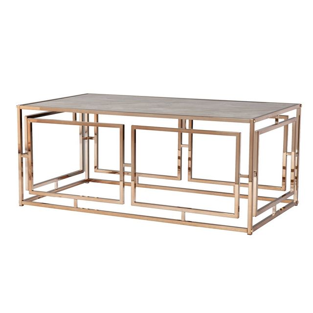 Glenshippe Faux Marble Cocktail Table Champagne - Aiden Lane