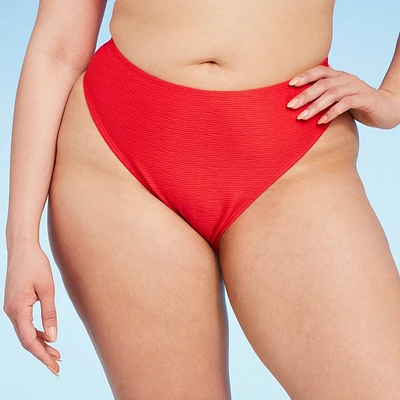 Women Textured High Leg Cheeky Bikini Bottom