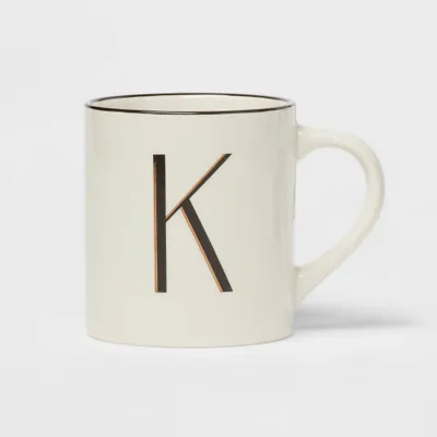 16oz Stoneware Monogram  Mug Ivory - Threshold