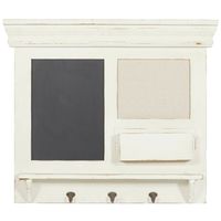 Farmhouse Wood Abstract Wall decor White - Olivia & May: Elegant MDF Frame, Chalkboard, Hooks, Tray