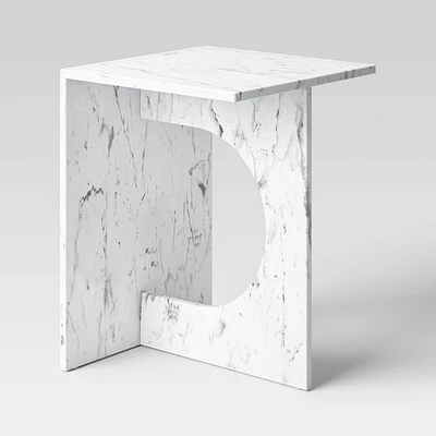 Faux Marble Accent Table White - Threshold