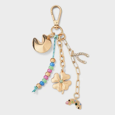 Wishbone Clover Bag Charm - A New Day - Gold