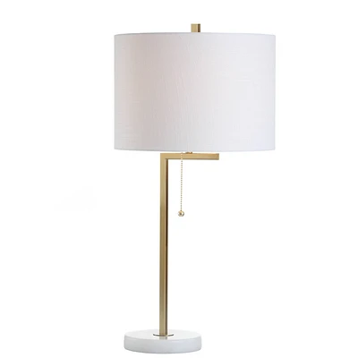 24.5 Metal/Marble Alyssa Table Lamp with Pull Chain, Marble Base - JONATHAN Y