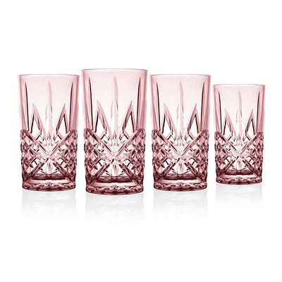 Godinger Silver Set of 4 Dublin Acrylic High Ball Glasses Blush