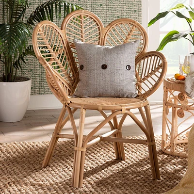 bali & pari Eliava Natural Rattan Flower Accent Chair Natural Brown: Indoor Wicker, No Assembly Required