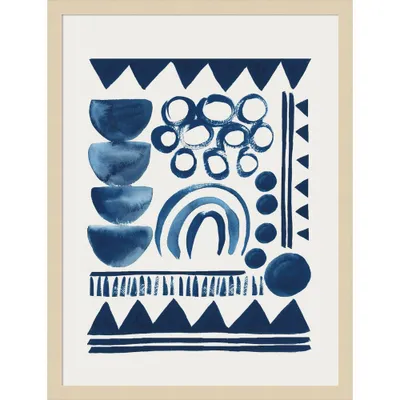 Indigo Abstract by Teju Reval Wood Framed Wall Art Print - Amanti Art: Modern Lithograph, Hardwood Frame, Wire Mount