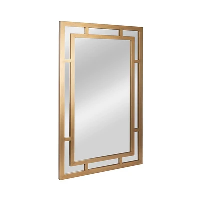 Storied Home Vintage Glass Wall Mirror: Art Deco Wood Frame, 40 Square, No Assembly Required