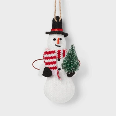 Fabric Snowman Holding Tree Christmas Tree Ornament - Wondershop: Felt Christmas Ornaments, Indoor Decor, 5.25 Height