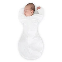 SwaddleDeign Tranitional Swaddle Sack Wearable Blanket - Sterling Polka Dot on White - S - 0-3 Month