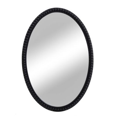 Wood Oval Mirror with Beaded Trim Black - StyleCraft: Signature Collection, Wall Mount, 23x15