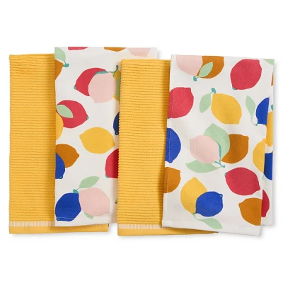 Sur La Table Kitchen Essentials 4pk 16x28 Lemon Zest Citrus Fruit Kitchen Towel Set