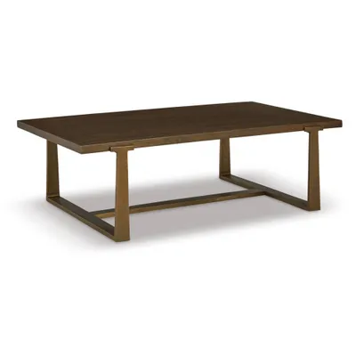 Balintmore Coffee Table Metallic Brown/Beige: Chic Trestle Base, MDF & Veneer - Signature Design by Ashley