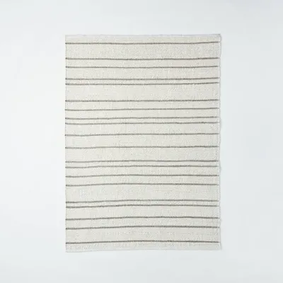 Striped Flat Woven Area Rug Cream