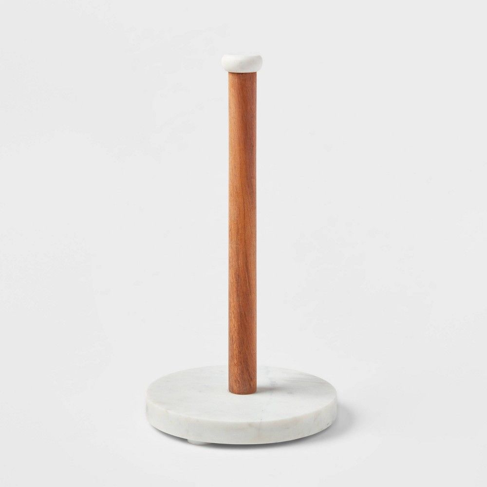 Marble And Wood Paper Towel Holder