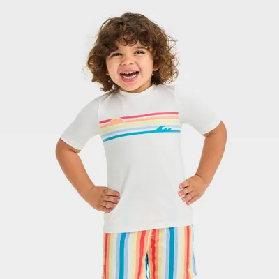 Baby ShortSleeve Rainbow Graphic Rash Guard Top - Cat & Jack White : UPF 50+ Sun Protection