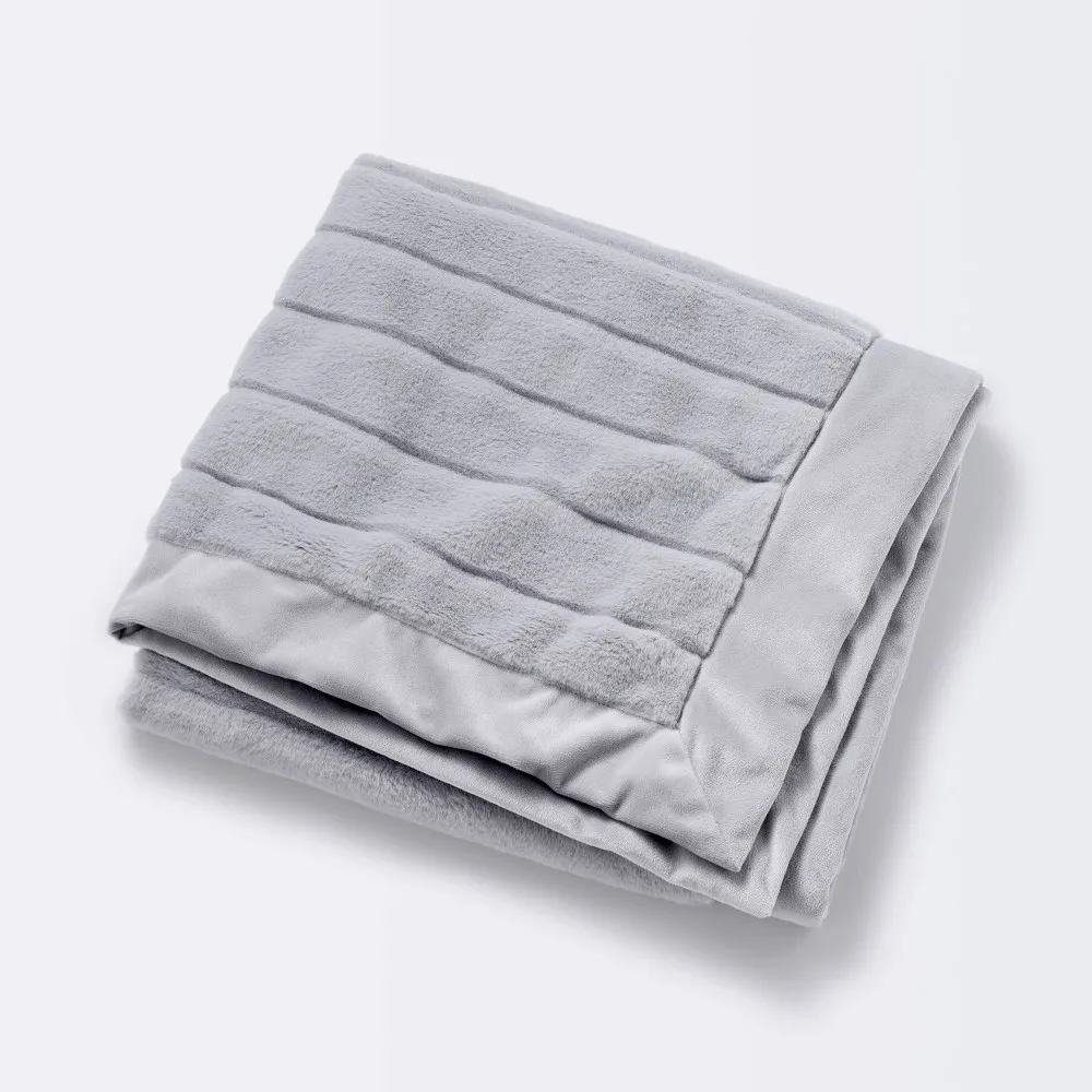 Faux Fur with Channel Carving Baby Blanket - Gray - Cloud Island