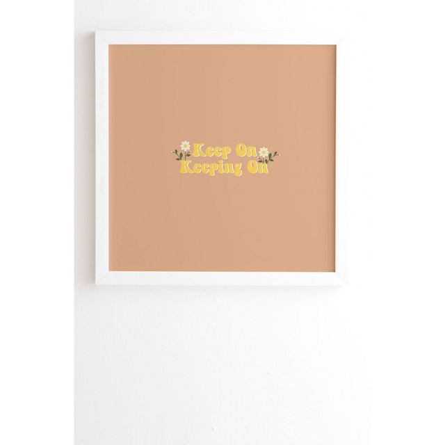 12 x 12 Camilleallen Keep on Keeping on Framed Wall Art White/Pink - Deny Designs: Eco-Friendly Bamboo Frame, Modern Decor