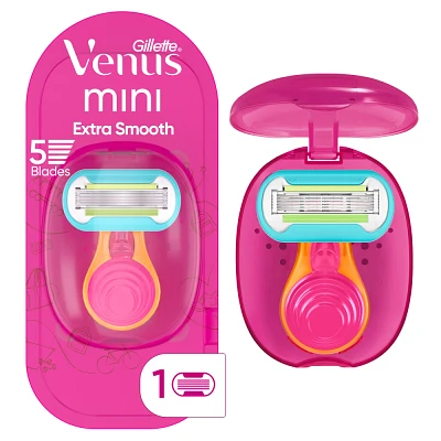 Venus Mini Extra Smooth On The Go Womens Razor + 1 Razor Blade Refill + 1 Travel Case - Trial Size