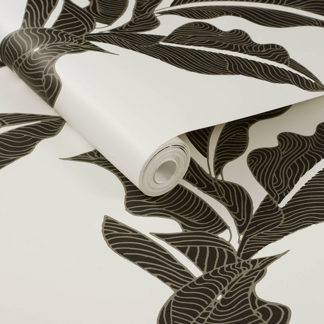 Botanical Leaf Peel and Stick Wallpaper Black/White - Opalhouse designed with Jungalow: Vinyl, Self-Adhesive, Washable