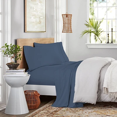 Purity Home King 400 Thread Count Cotton Percale Sheet Set Navy