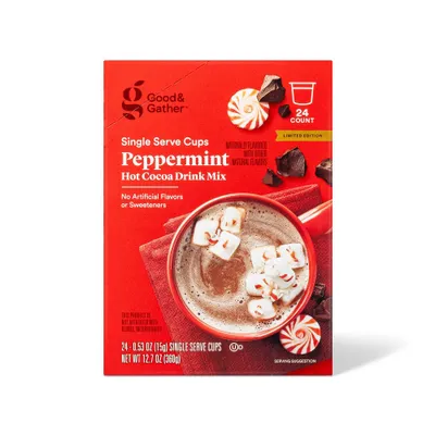 Peppermint Naturally Flavored with Other Natural Flavors Hot Cocoa Drink Mix Single Serve Cups - 24ct - Good & Gather