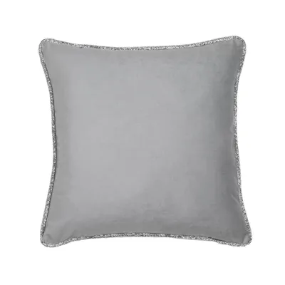 16x16 Luminous Piping Border Square Throw Pillow Silver - Sparkles Home: Velvet, Rhinestone Trim, Zipper Closure