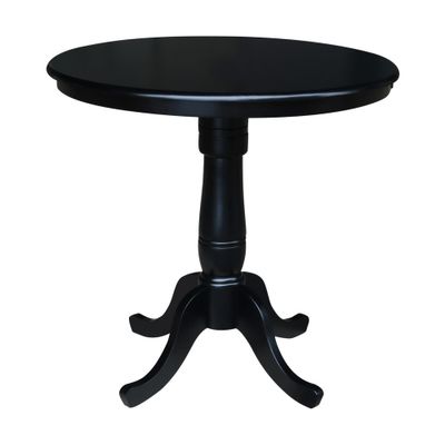 36 Round Top Pedestal Black - International Concepts: Style, Wood