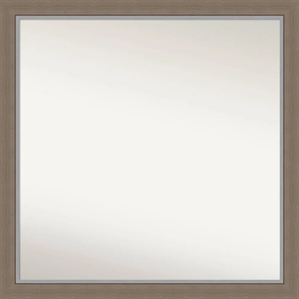 29x29 Non-Beveled Eva Narrow Bathroom Wall Mirror Brown - Amanti Art: Square, Modern, Wall Mount