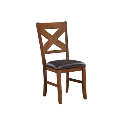 Acme Furniture Set of 2 Apollo Side Dining Chair Walnut & Espresso Faux Leather: Rubberwood Frame, Foam Fill