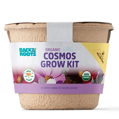 Back to the Roots Organic Cosmos Flower Grow Kit with Plantable Starting Pot Soil and Seeds