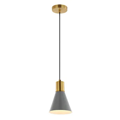 6 1-Light Apollo Mid-Century Modern Iron LED Pendant Gray/Brass Gold - JONATHAN Y