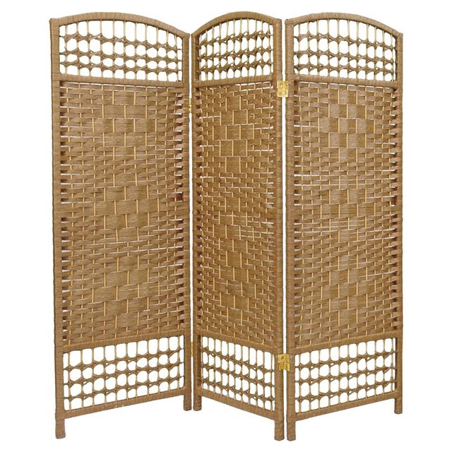 4 ft. Tall Fiber Weave Room Divider - Natural (3 Panels) - Oriental Furniture