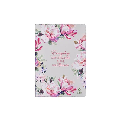 NLT Holy Bible Everyday Devotional Bible for Women New Living Translation, Vegan Leather, Pink Floral Printed - (Leather Bound)