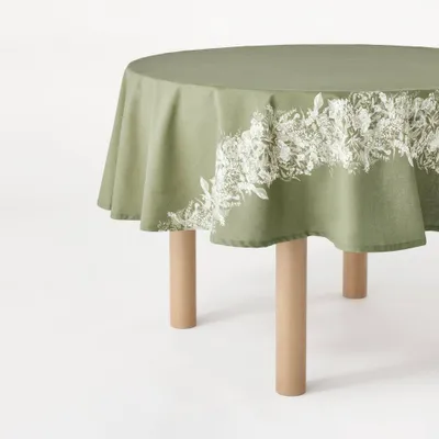 70 Round Floral Tablecloth - Threshold designed with Studio McGee: Modern Cotton Botanical, Machine Washable