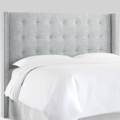 Skyline Furniture Queen Nail Button Tufted Wingback Headboard Pumice